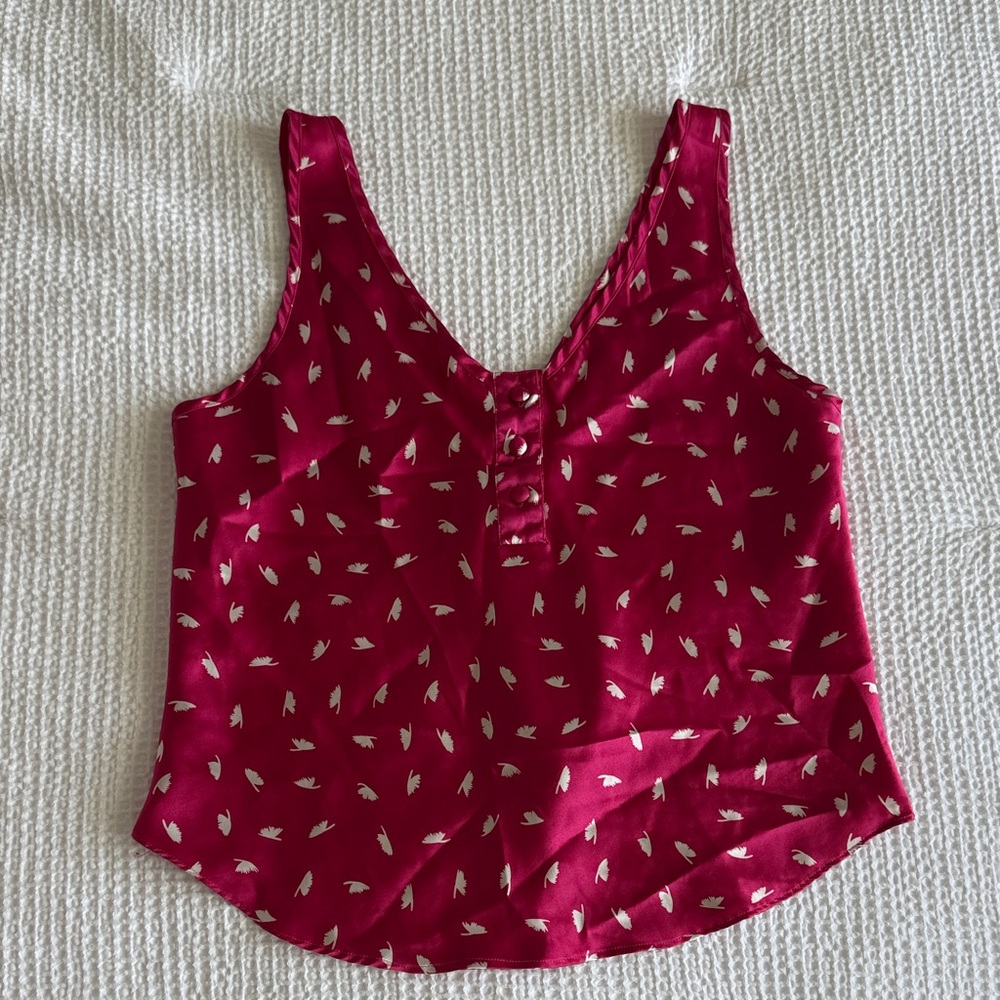 Victoria's Secret Vintage Fuchsia Pink and White Tank Top Gold Label, Feather